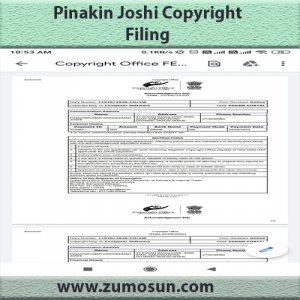 Pinkan Joshi Copyright Filing